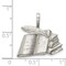 Sterling Silver Books with Quill Charm Pendant Jewelry 22mm x 22mm